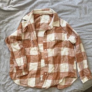 Women’s Brown and Cream Checkered Shirt